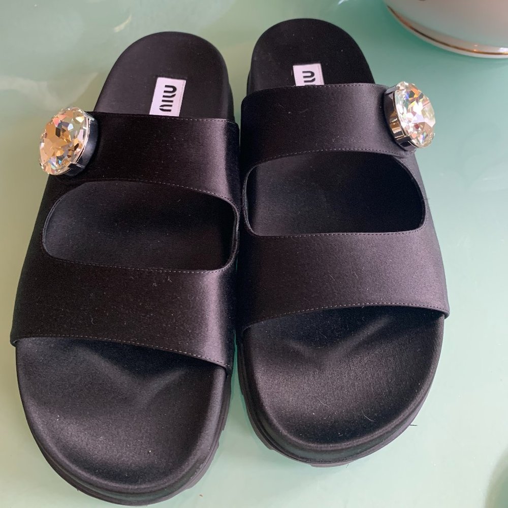 Miu Miu Satin crystal Sandals Size 10 (US) Size 40 NEVER WORN
